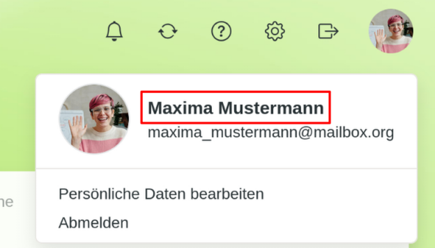 Abbildung 1: Vor- und Nachnamen im mailbox-Konto.
