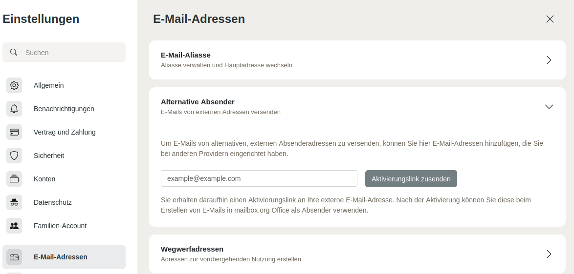 Abbildung: Hinzufügen des externen E-Mail-Kontos mit IMAP und SMTP.