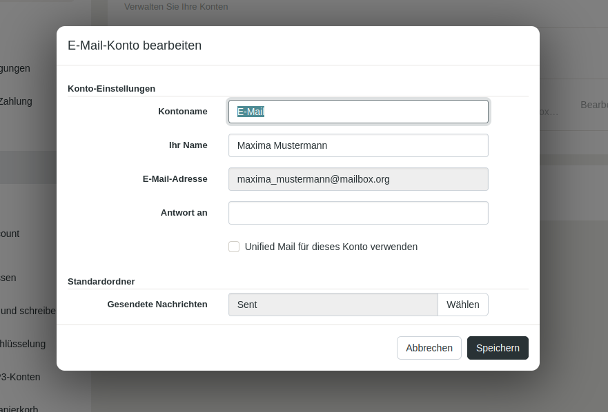 Abbildung: Erstellen eines zentralen Posteingangs als Unified Mail.