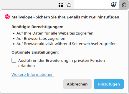 Mailvelope für Firefox herunterladen