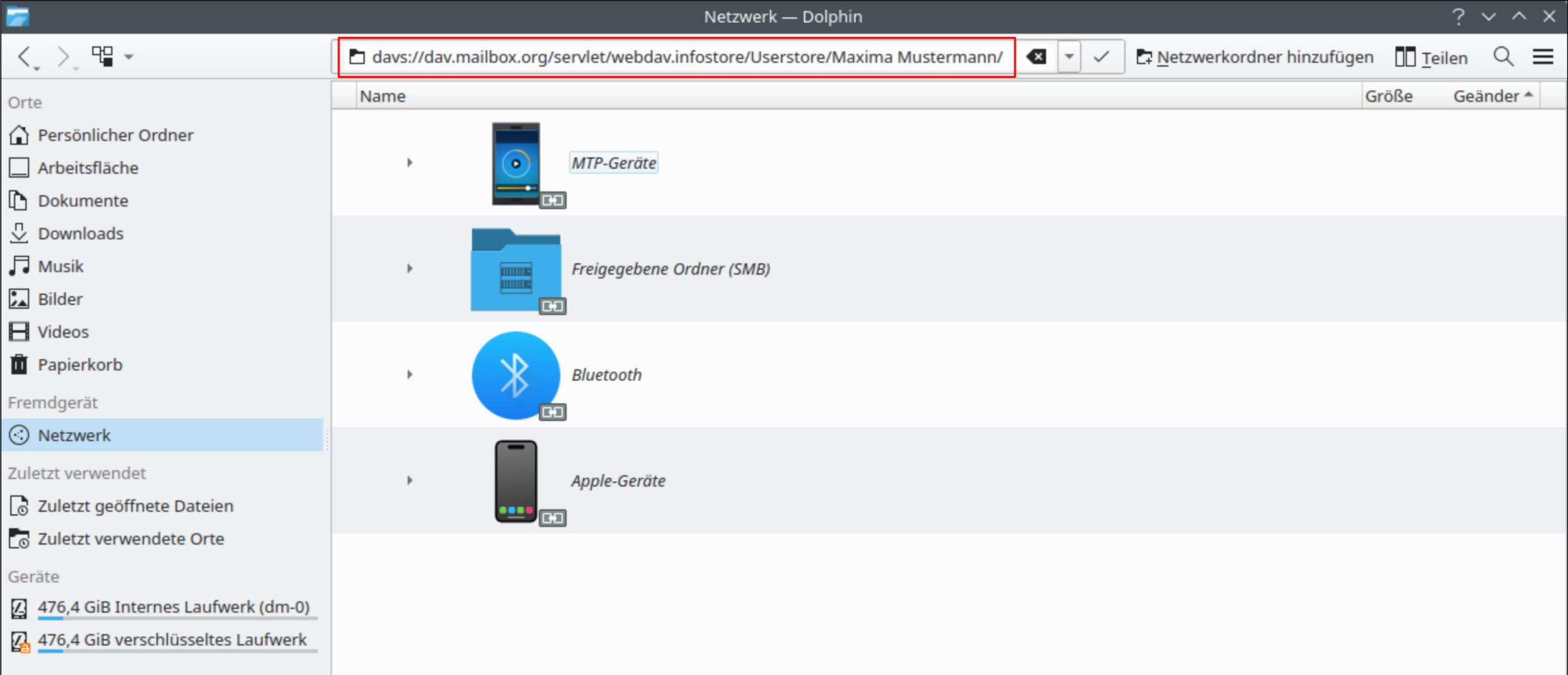 Abbildung 3: WebDAV Link eingeben.