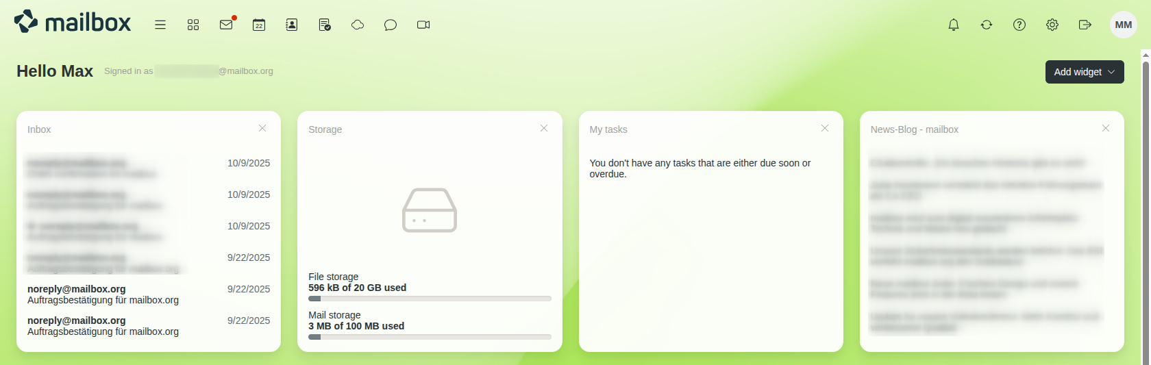 Figure 1: The Quick Launch Bar of mailbox.