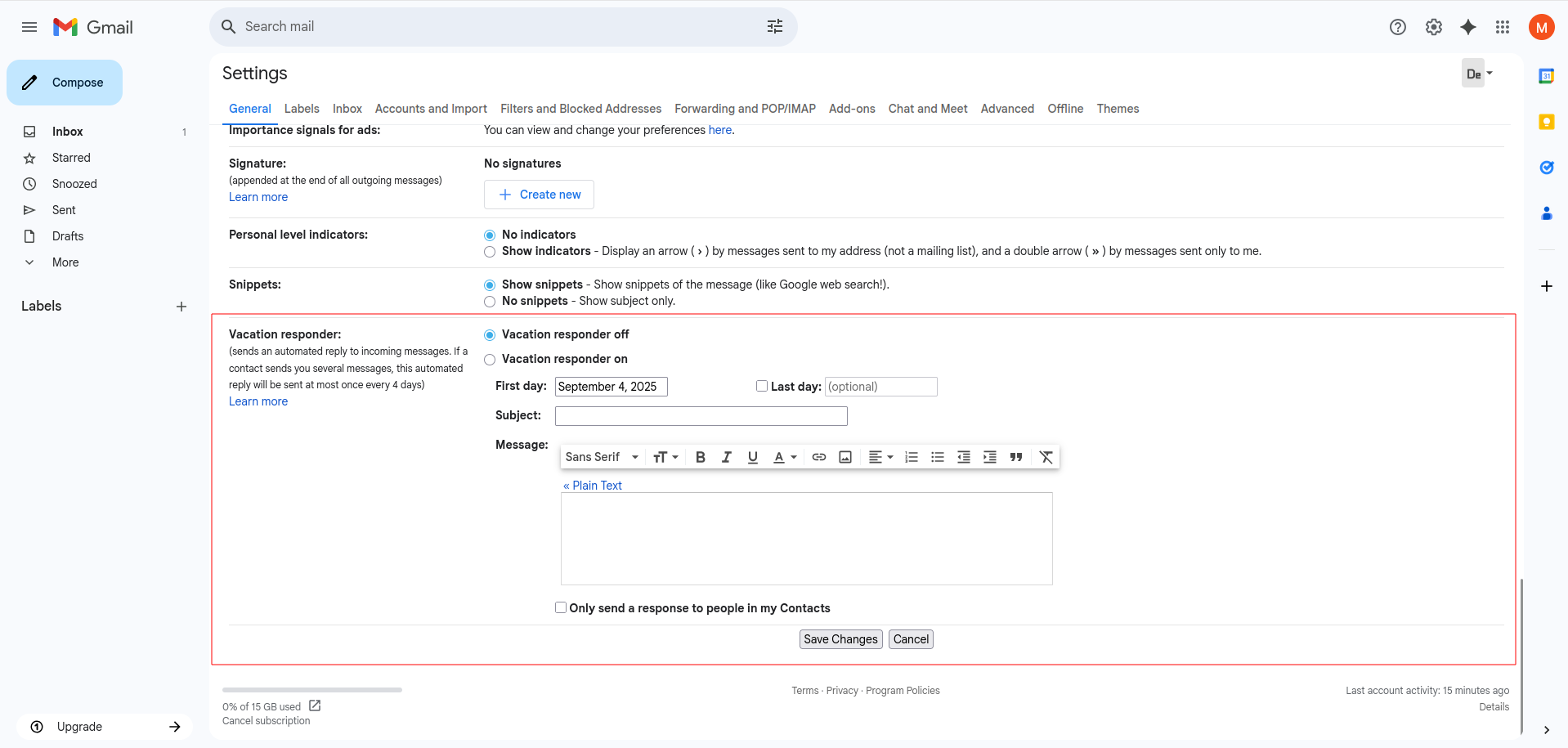 Figure 8: Set up automatic reply.