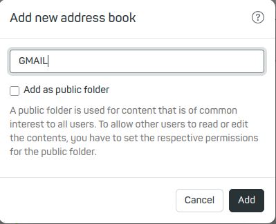 Figure 15: Create a new address book easily in mailbox.