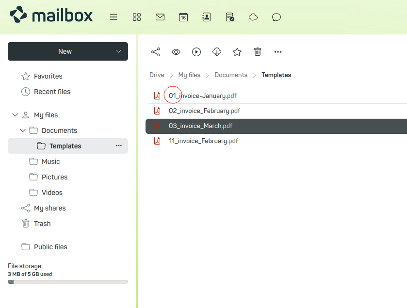 Figure 2: Invoices or similar files can be sorted well by month.
