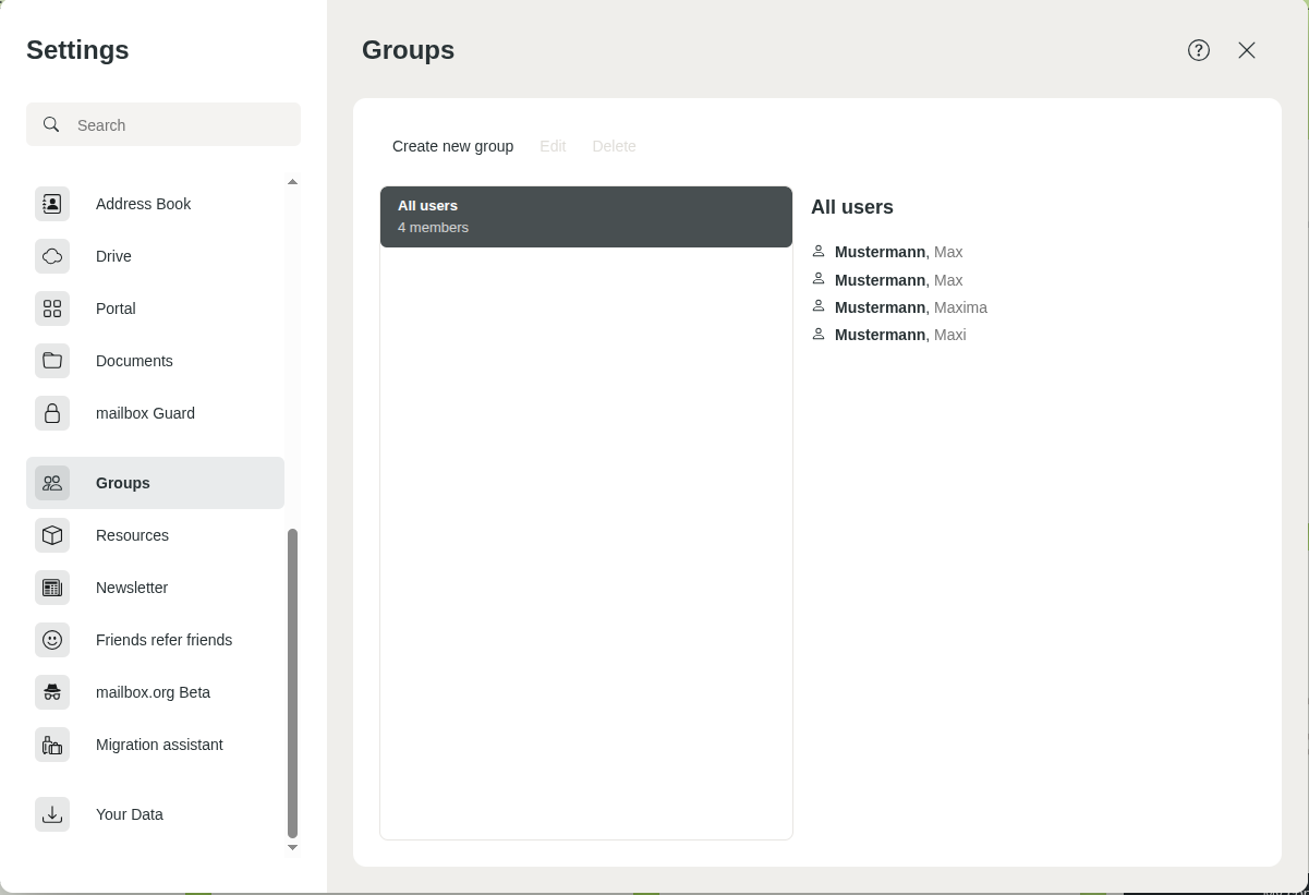 Figure 2: Family members are immediately displayed to the administrator under the Group menu function..
