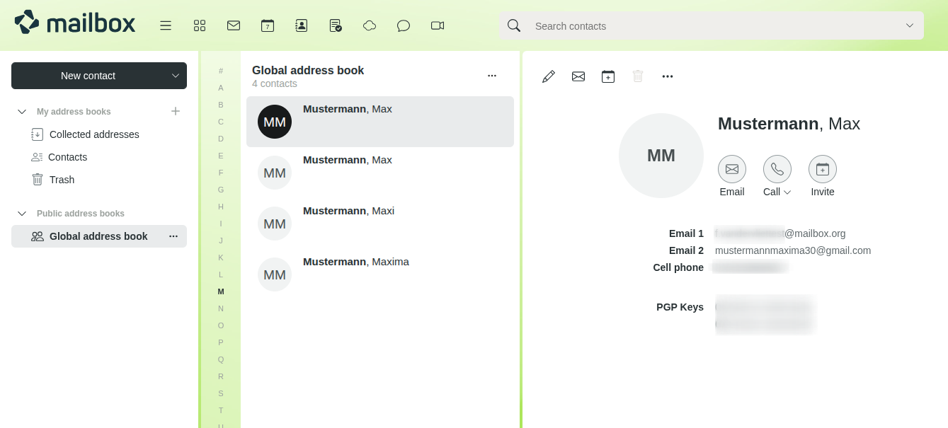 Figure 3: Family members also end up directly in your contacts after setup.