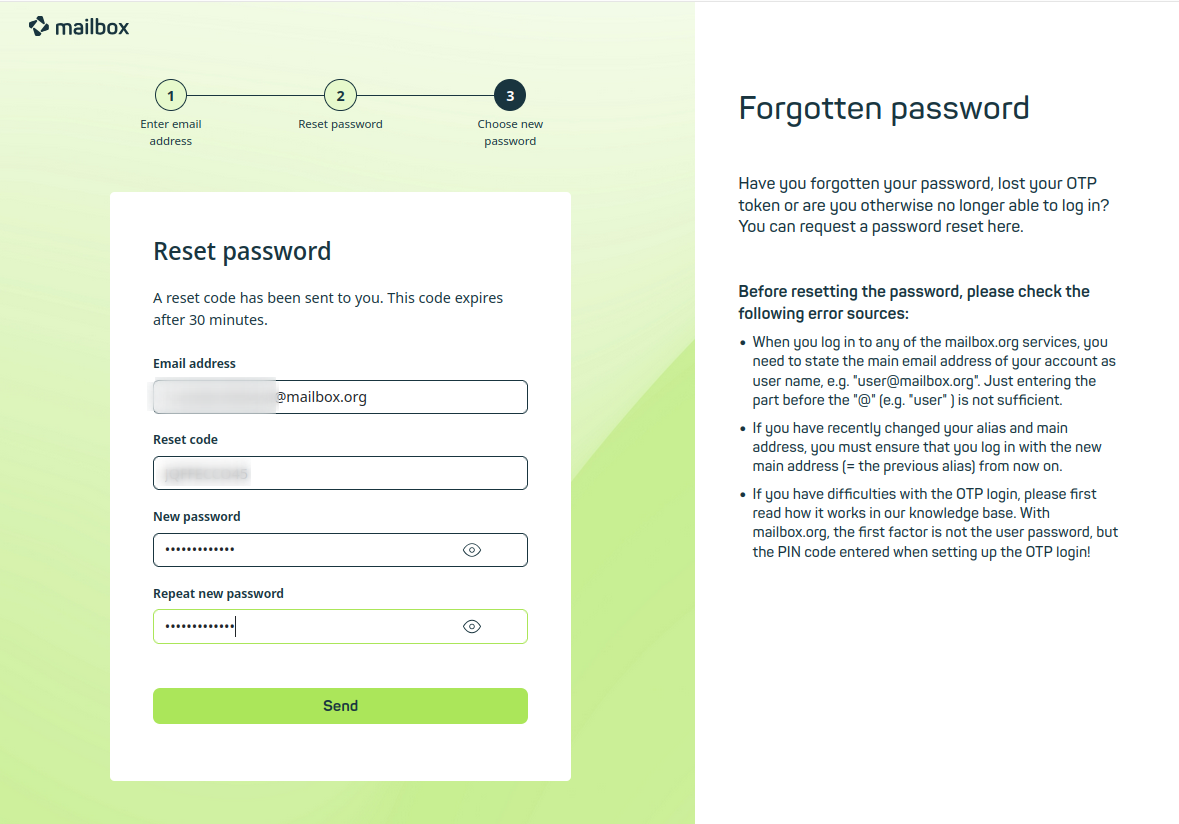 Figure 4: Setting a new password.