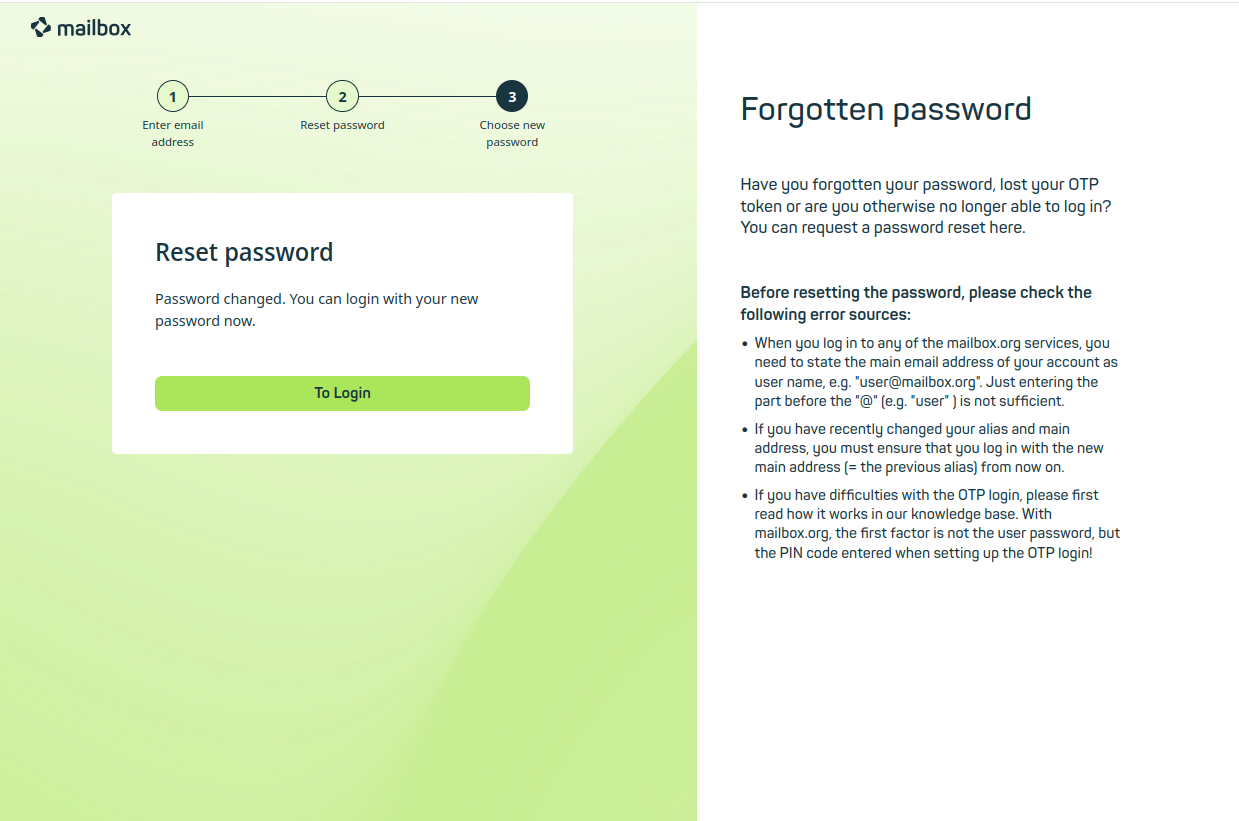 Figure 5: Password successfully changed.