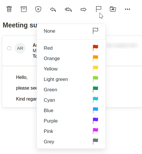 Highlighting an email in colour